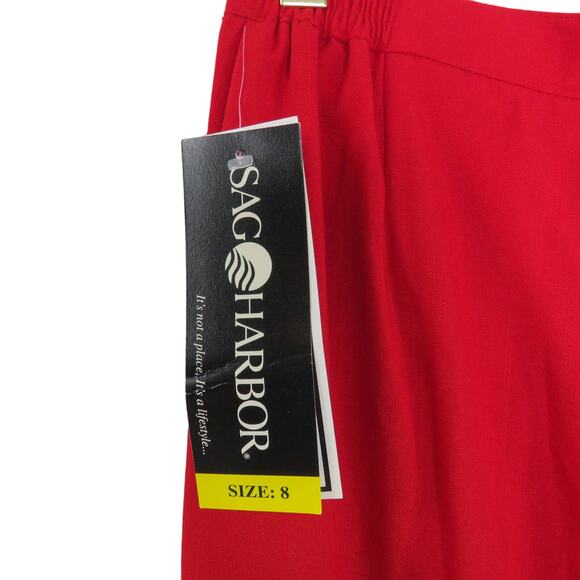 1990s Sag Harbor Vintage Trousers Red Straight Leg High Rise Pants 27" Twee - Picture 5 of 6